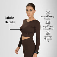 Compression Full Sleeves Top Brown — feature highlights, Brown