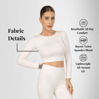 Compression Full Sleeves Top White — side view on model, White