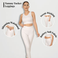 Tummy Tucker Leggings White — fabric texture close-up, White