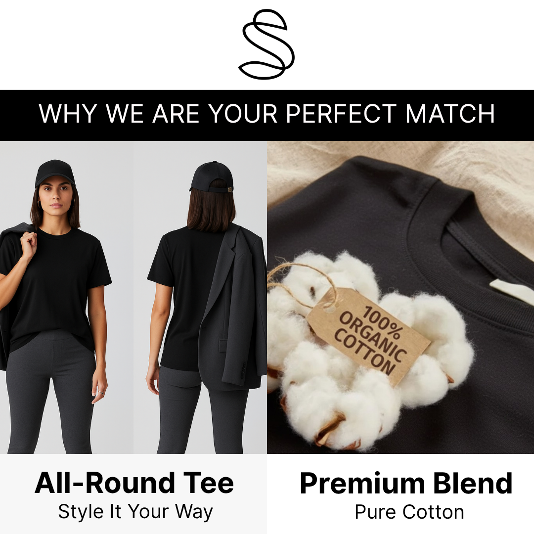 black tee perfect match infographic Serafina