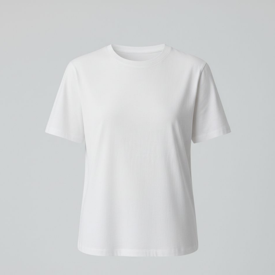 white tee flat lay Serafina Elevated Everyday