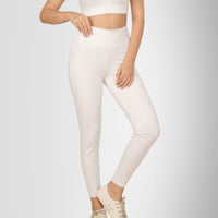 Tummy Tucker Leggings White — back view on model, White