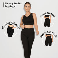 Tummy Tucker Leggings — High-Waisted Compression for Indian Women — feature highlights, Black