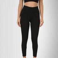 Tummy Tucker Leggings — High-Waisted Compression for Indian Women — lifestyle shot, Black