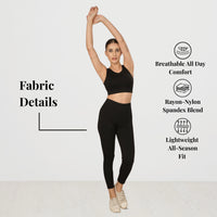 Tummy Tucker Leggings Black - High Waisted Compression Leggings — side view on model, Black