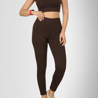 Tummy Tucker Leggings — High-Waisted Compression for Indian Women — fabric texture close-up, Black