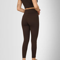 Tummy Tucker Leggings — High-Waisted Compression for Indian Women — back view on model, Black