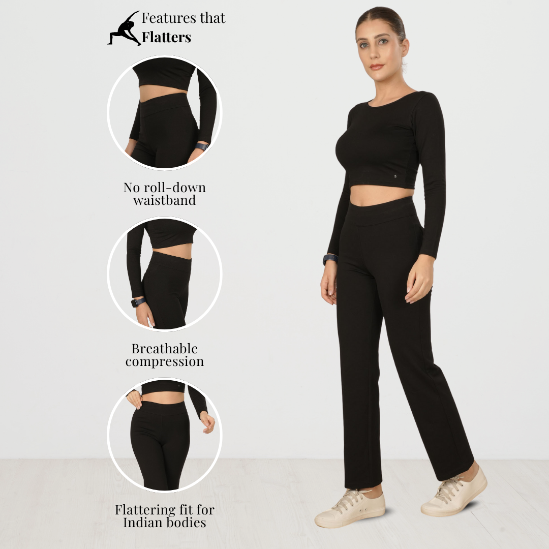 Tummy Tucker Trousers — High-Waisted Compression Pants for Indian Women | Black, Brown, Pink, White
