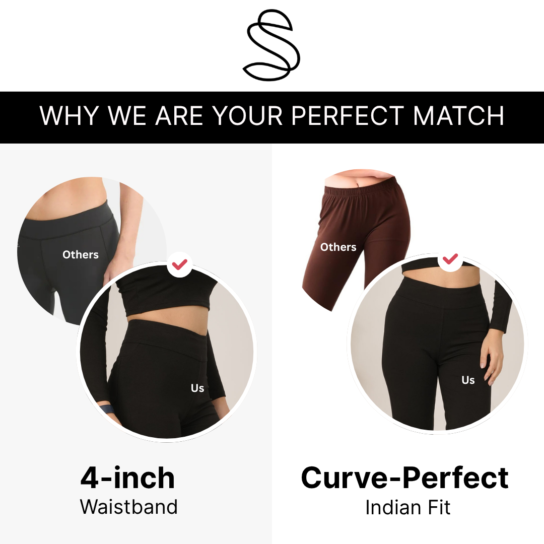Tummy Tucker Trousers — High-Waisted Compression Pants for Indian Women | Black, Brown, Pink, White