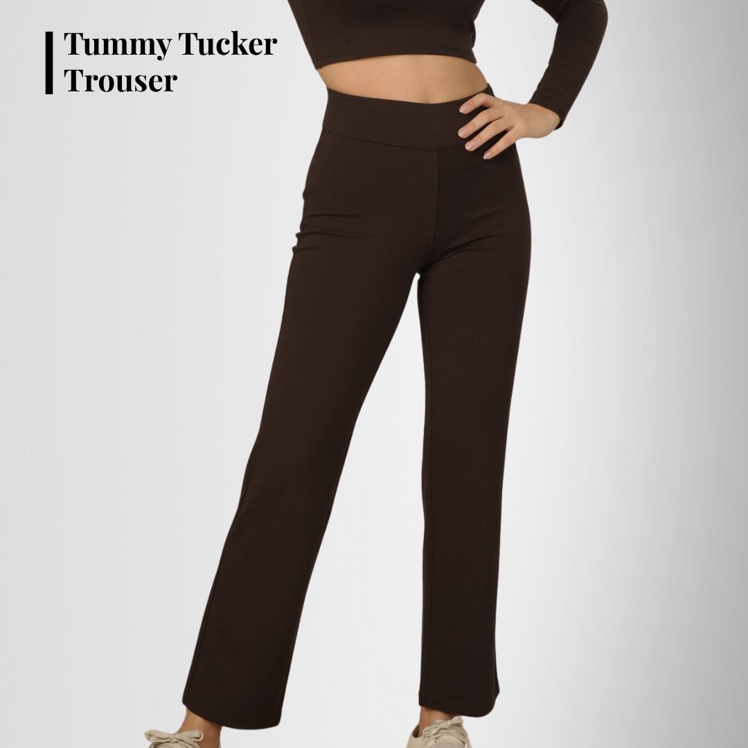 Tummy Tucker Trousers — High-Waisted Compression Pants for Indian Women | Black, Brown, Pink, White