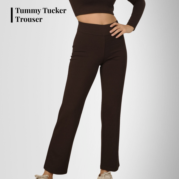 Buttery Soft Tummy-Tucker Trousers Brown - High-Waisted — Buttery Soft Tummy-Tucker Trousers Brown - High-Waisted