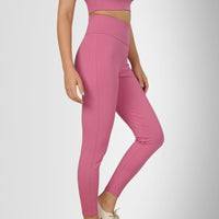 Tummy Tucker Leggings Pink — back view on model, Pink