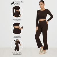 Tummy Tucker Trousers — High-Waisted Compression Pants for Indian Women | Black, Brown, Pink, White — movement video frame, Black