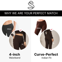 Buttery Soft Tummy-Tucker Trousers Brown - High-Waisted — feature highlights, Brown