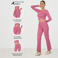 Tummy Tucker Trouser Pink — fabric texture close-up, Pink