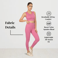 Tummy Tucker Leggings Pink — fabric texture close-up, Pink