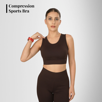 Compression Sports Bra for Women – Breathable Support Bra — lifestyle shot, Black