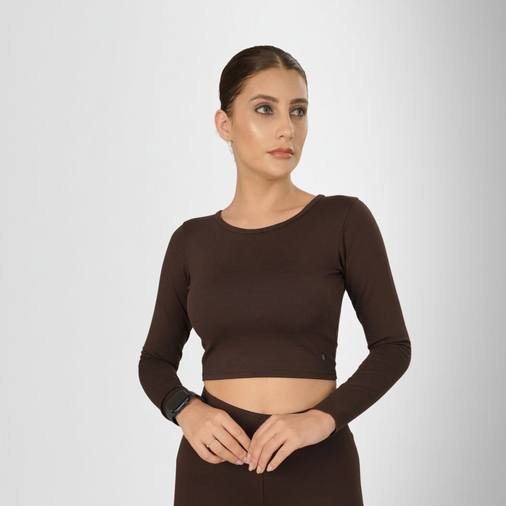 Compression Full Sleeves Top Brown