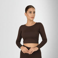 Compression Full Sleeves Top Brown