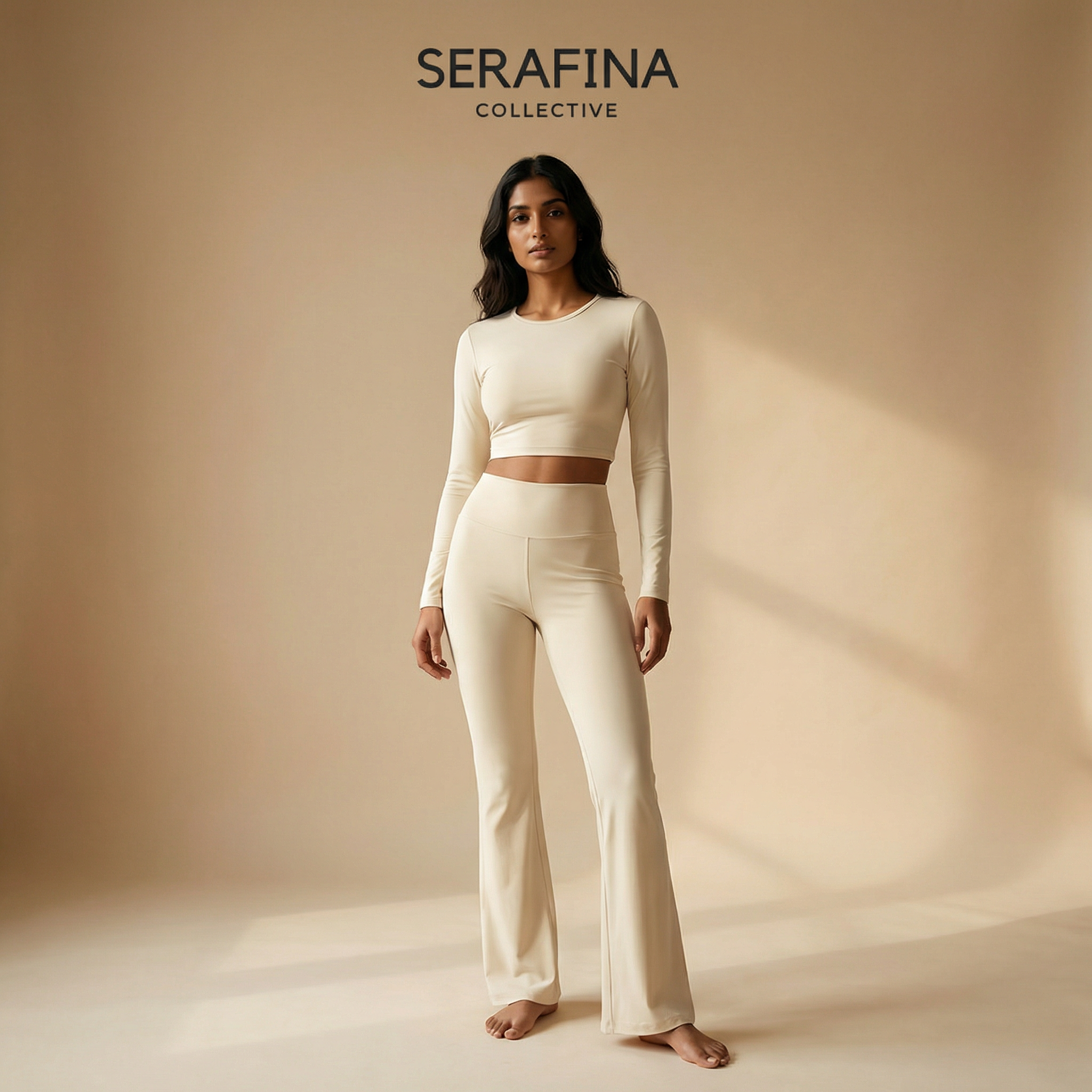 Compression Full Sleeves Top — front view on model, White
