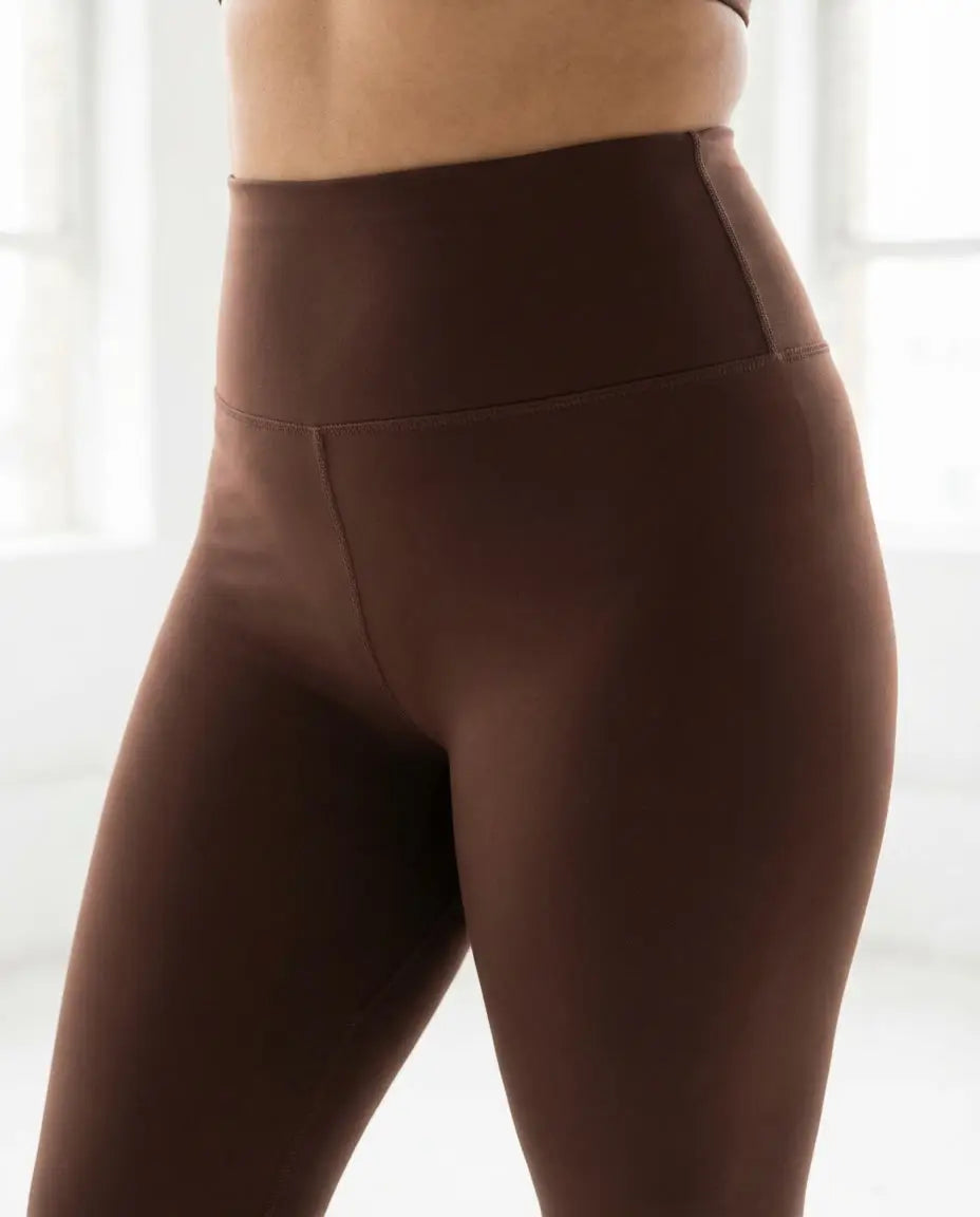 Tummy Tucker Leggings — back view on model, Brown