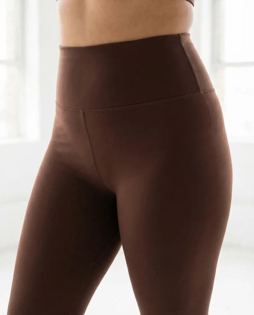 Tummy Tucker Leggings — back view on model, Brown